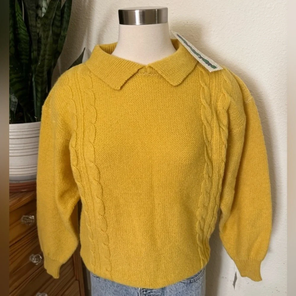 Vintage Shetland Wool‎ Collared Knit Sweater medium NWT